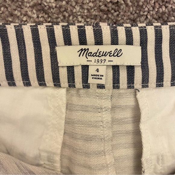 Madewell Women's Mini Skirt Size 4 Linen Blend Striped Pockets Front Closure GUC - Picture 10 of 12